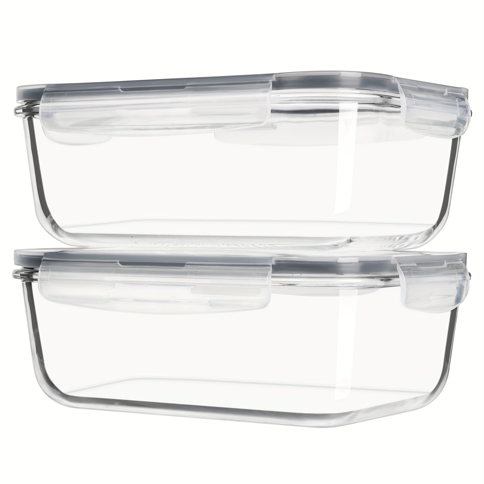 2 packs of 1860ml/ 63oz large glass storage containers with lids, pre meal food preparation container set with quick snap seal lid, used for baking, microwave, oven, leak proof, suitable for refrigerators, dishwashers