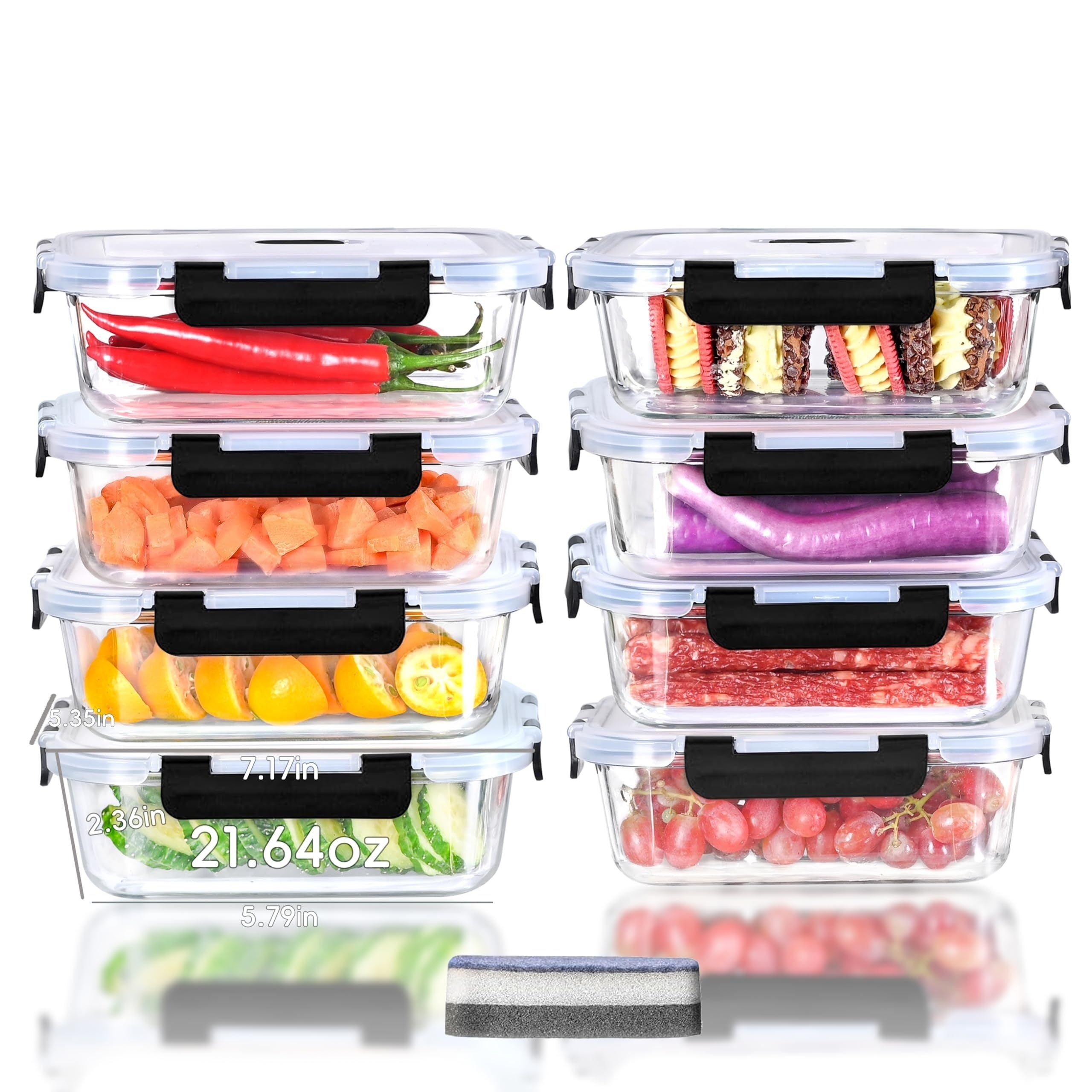 4-Piece Glass Container Set: 1520Ml, 51.4Oz, 6.4Cup - Microwave Safe, Bpa-Free, Reusable Food Containers with Secure Latches