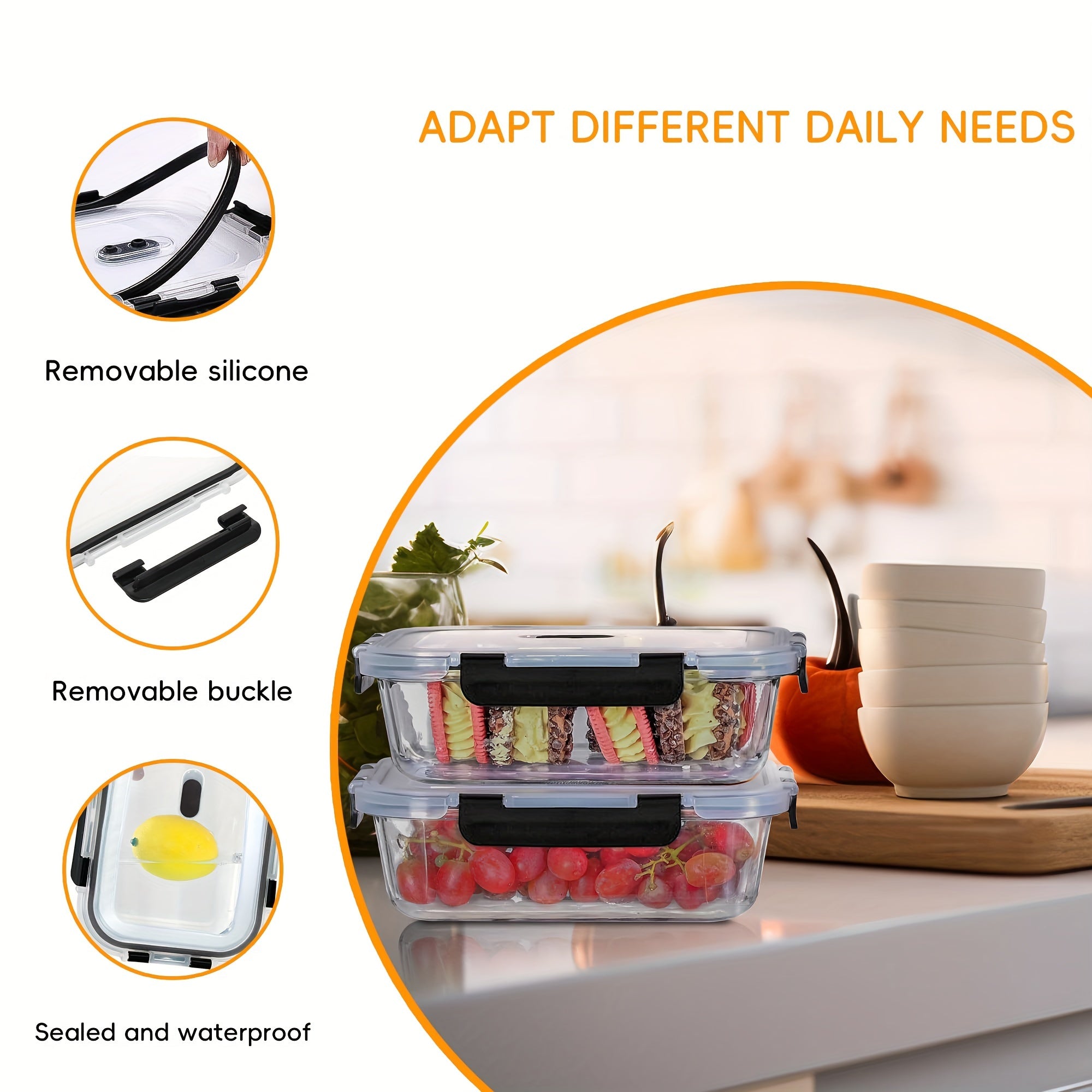 4-Piece Glass Container Set: 1520Ml, 51.4Oz, 6.4Cup - Microwave Safe, Bpa-Free, Reusable Food Containers with Secure Latches