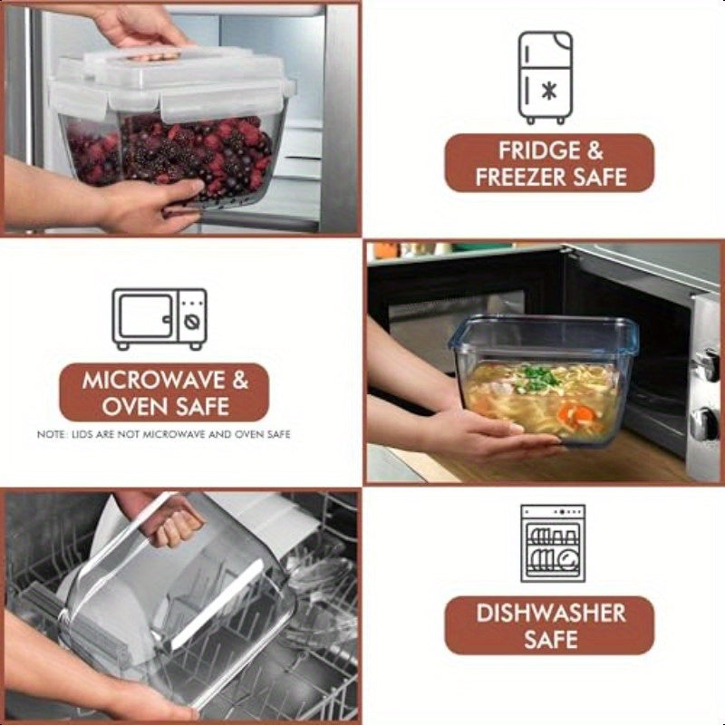 17 Cup (132oz/3900ml) Large Glass Food Storage Containers with Snap-Lock Lids - BPA-Free Leakproof Airtight, Microwave & Oven Safe Borosilicate Glass Containers for Roasting Turkey, Meal Prep, Leftovers, Baking & Reusable Lunch Containers, Sleek