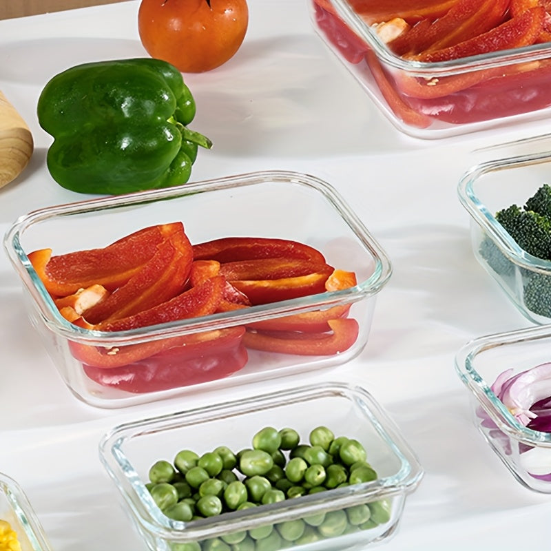 10pcs Glass Meal Preparation Container With Lid - Food Storage Container With Snap-lock Lid, Airtight Lunch Container, Microwave, Oven, Refrigerator And Dishwasher