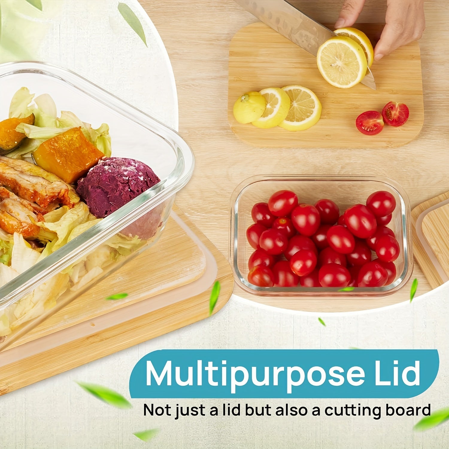 4pcs BPA-Free Glass Food Storage Containers with Bamboo Lids – Microwave, Oven, Freezer & Dishwasher Safe, Stackable for Space-Saving Kitchen Organization, Perfect for Meal Prep, Bento, and Leftovers, Food Storage Organizer