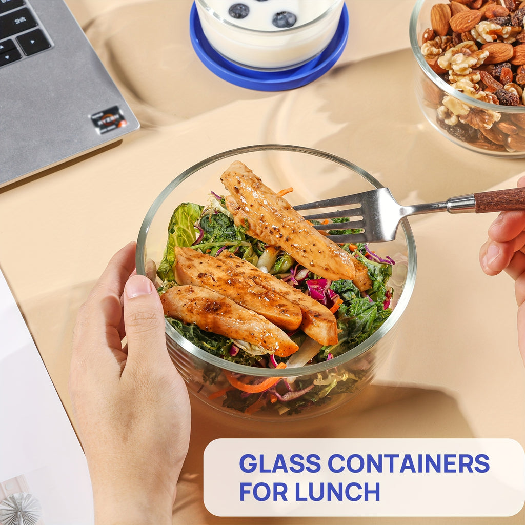 4-Pack Glass Bowls with Lids (1, 2, 4, 7 Cup) - BPA-Free Borosilicate Glass, Microwave/Dishwasher/Freezer Safe, Airtight Flip-Top Lids, Stackable Meal Prep Containers for Leftovers, Lunch & Food Storage, Bowls for Food, Sleek Kitchenware, Microwavesafe