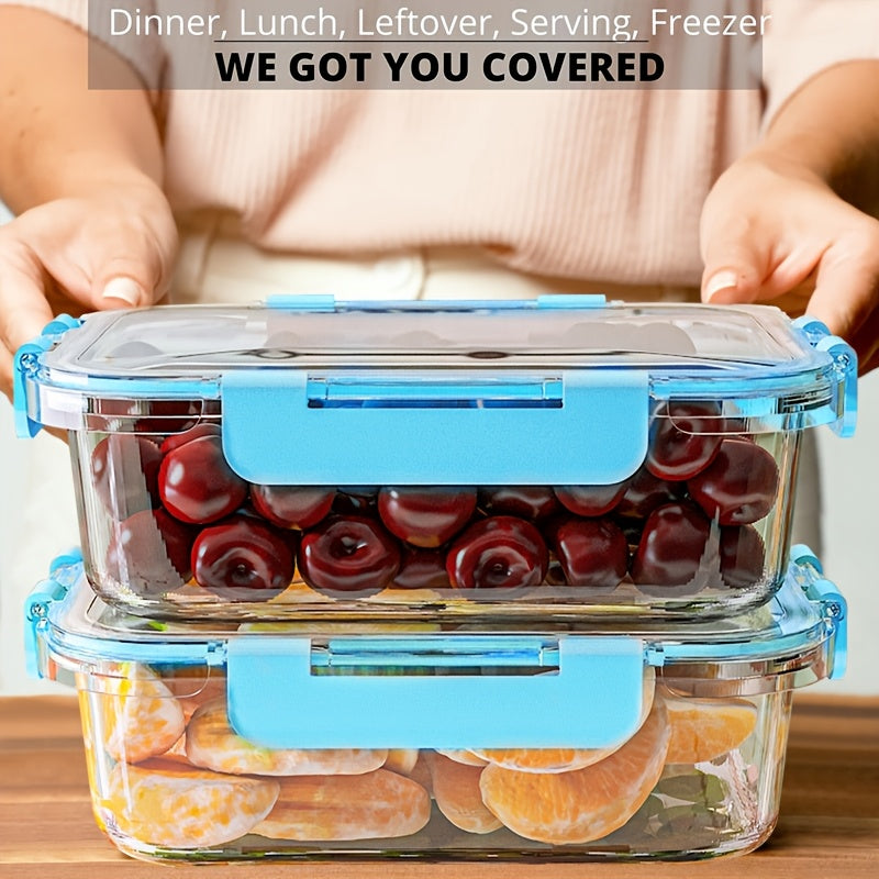 10pcs Food Storage Containers, Leak Proof And Reusable Glass Meal Prep Containers, Multi-Purpose Clear Food Storage Containers with Sealing Lids for Camping, Picnics, Schools And Offices, Kitchen Organizer And Storage, Kitchen Accessories