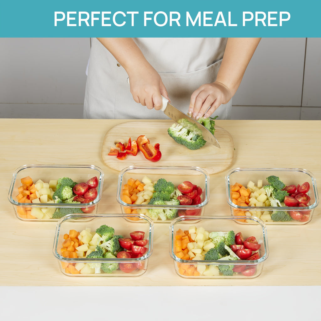 Vtopmart 5 Pack 35oz Glass Food Storage Containers With Lids, Fresh Container, Airtight Reusable Meal Prep Lunch Container Set, Safe For Oven, Microwave, Freezer, And Dishwasher
