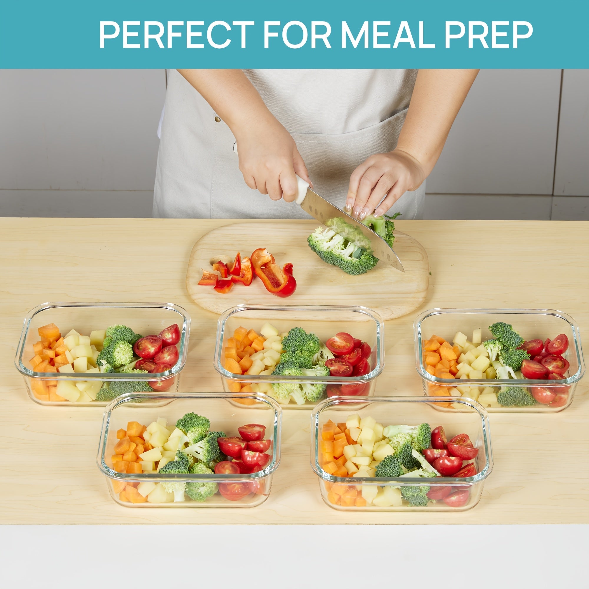 Vtopmart 5 Pack 35oz Glass Food Storage Containers With Lids, Fresh Container, Airtight Reusable Meal Prep Lunch Container Set, Safe For Oven, Microwave, Freezer, And Dishwasher
