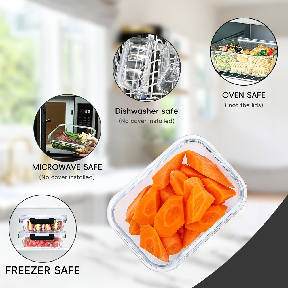 4-Piece Glass Container Set: 1520Ml, 51.4Oz, 6.4Cup - Microwave Safe, Bpa-Free, Reusable Food Containers with Secure Latches