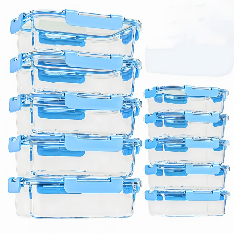 10pcs Food Storage Containers, Leak Proof And Reusable Glass Meal Prep Containers, Multi-Purpose Clear Food Storage Containers with Sealing Lids for Camping, Picnics, Schools And Offices, Kitchen Organizer And Storage, Kitchen Accessories