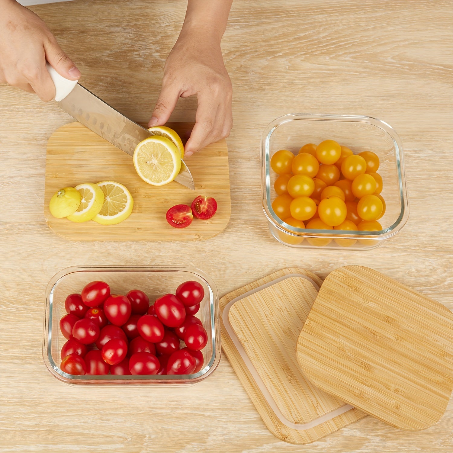 4-Pack Glass Food Storage Containers with Bamboo Lids - Microwave, Oven, Freezer, Dishwasher Safe - Stackable, Space-Saving Meal Prep Containers - 4 Sizes (35.1oz, 22oz, 27oz, 17.6oz) - BPA-Free, Leakproof for Lunch, Leftovers, Kitchen & Office - Glass