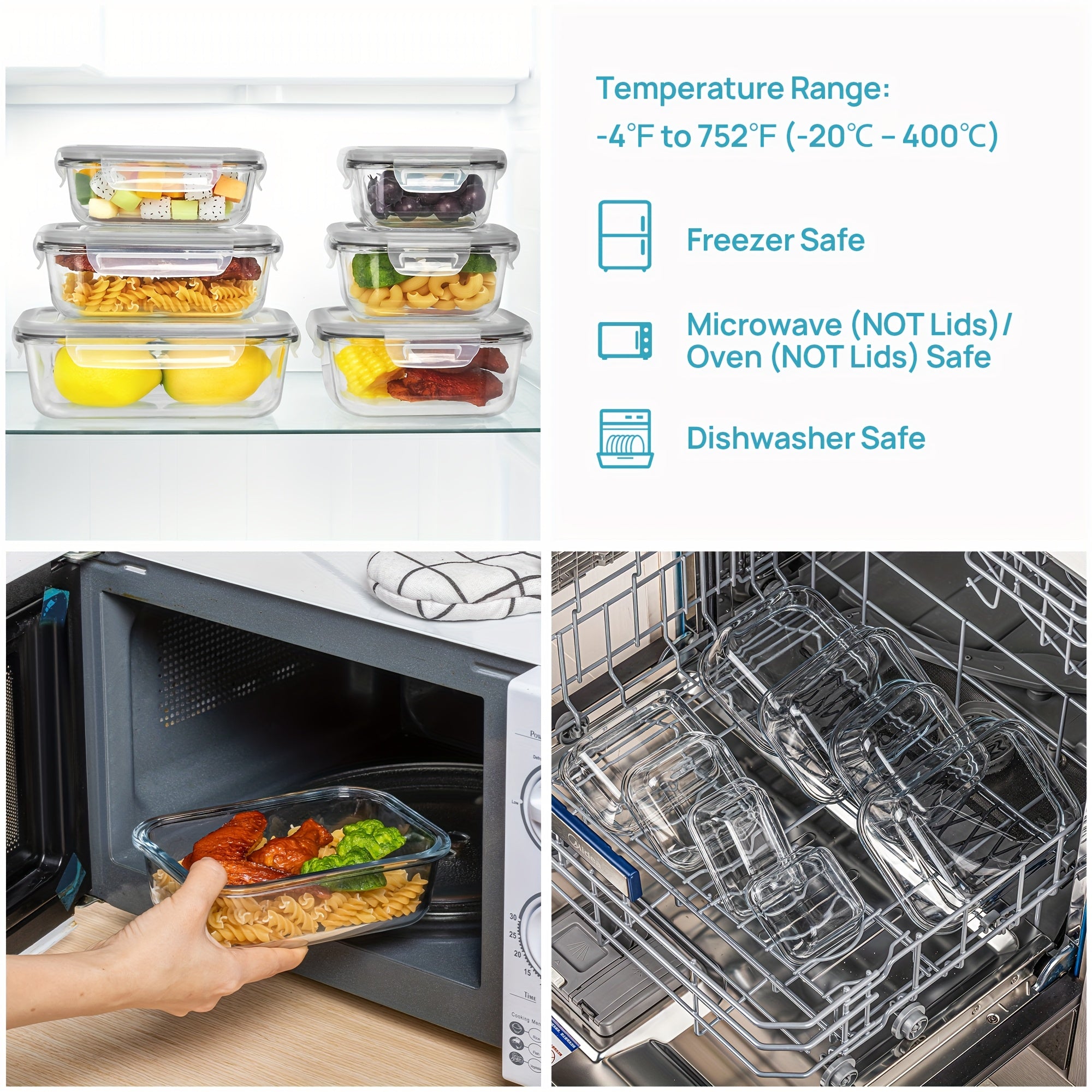 Vtopmart 16 Pack Glass Food Storage And Storage Sets, (8 Jars And 8 Lids) Food Storage Containers, Airtight Bento Boxes With Leak Proof Locking Lids, For Microwave, Oven, Freezer And Dishwasher, BPA Free