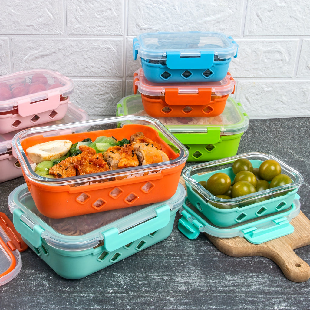 10 Pack Glass Meal Prep Containers, Food Storage Container Set with Airtight Lids (34oz+12oz), Kitchen Organization, Sleek Storage Containers, Rectangular Containers, Microwavesafe Containers, Dishwashersafe Containers, Reusable Containers,