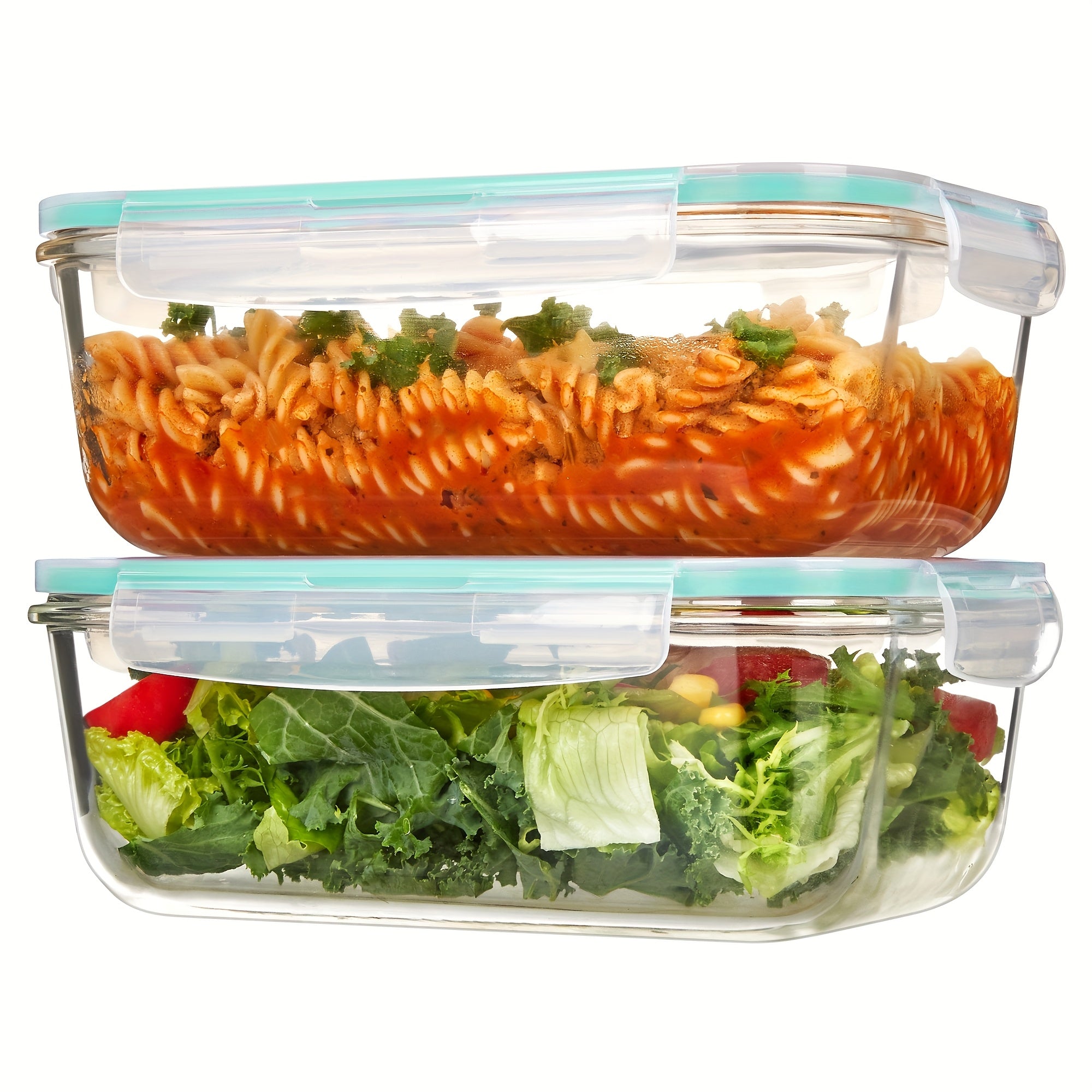Vtopmart 2Pack 1860ml/ 63oz Large Glass Storage Containers With Lids, Meal Prep Food Container Set With Snap Airtight Lid For Baking, Microwave, Oven, Leak Proof, For Freezer, Dishwasher