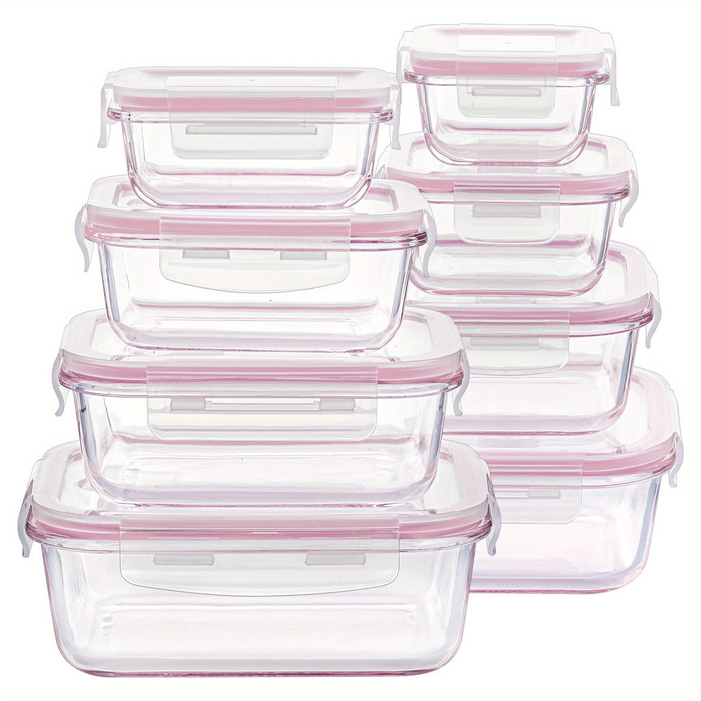 8 Pack Food & Dish Transport-Bus Tubs, Glass Food Storage Containers with Airtight Lids, Meal Prep Containers, Grass Green