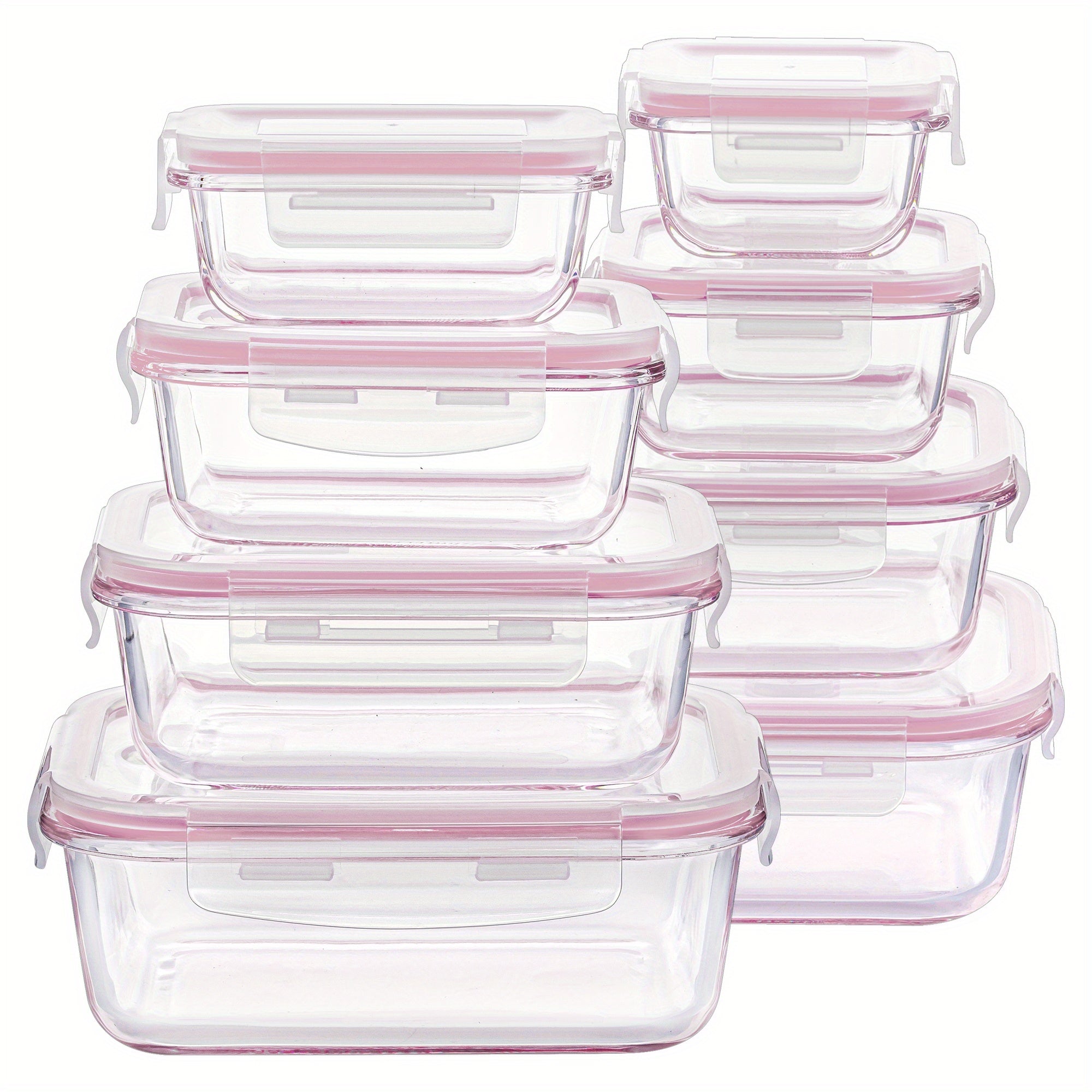 8 Pack Food & Dish Transport-Bus Tubs, Glass Food Storage Containers with Airtight Lids, Meal Prep Containers, Grass Green
