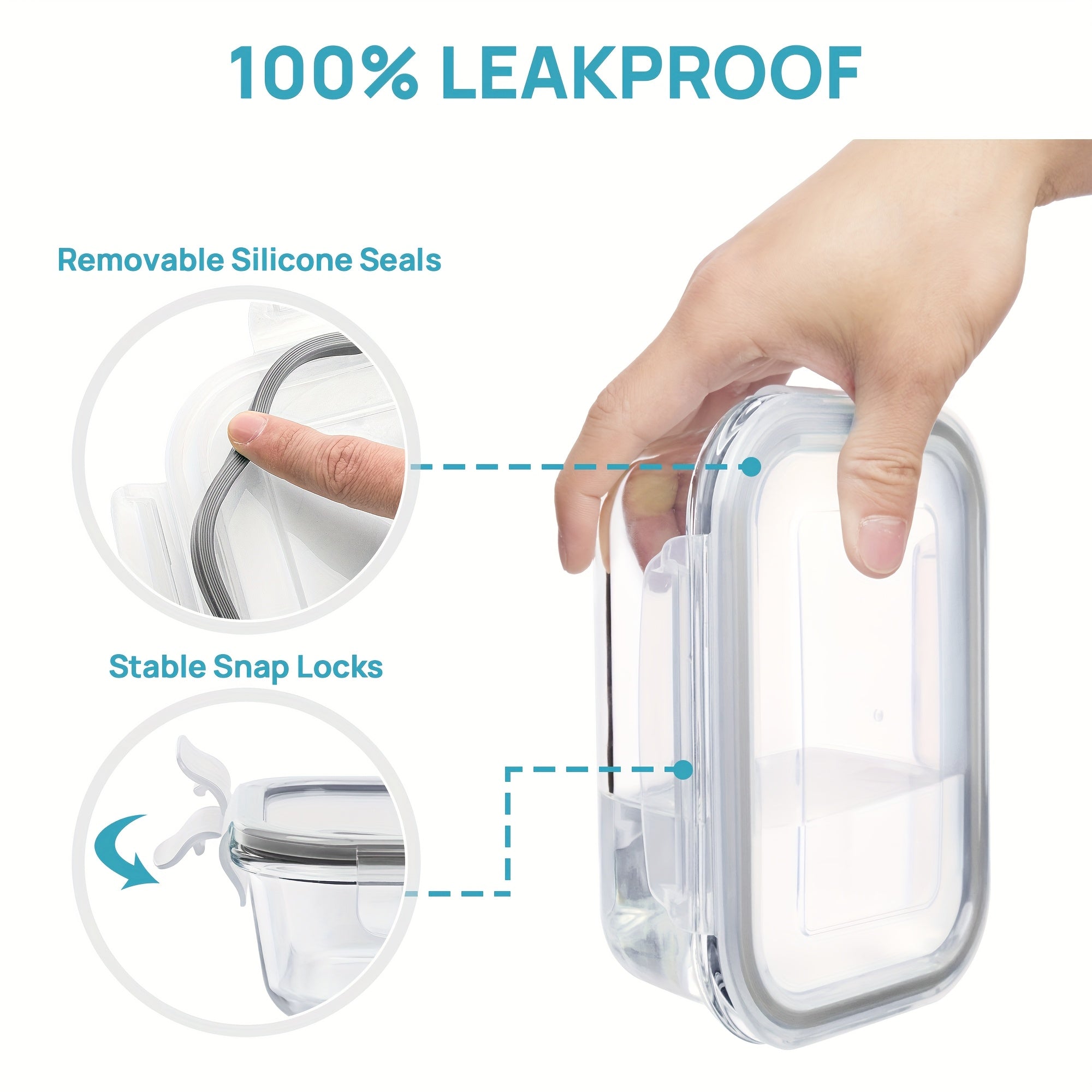 Vtopmart 16 Pack Glass Food Storage And Storage Sets, (8 Jars And 8 Lids) Food Storage Containers, Airtight Bento Boxes With Leak Proof Locking Lids, For Microwave, Oven, Freezer And Dishwasher, BPA Free
