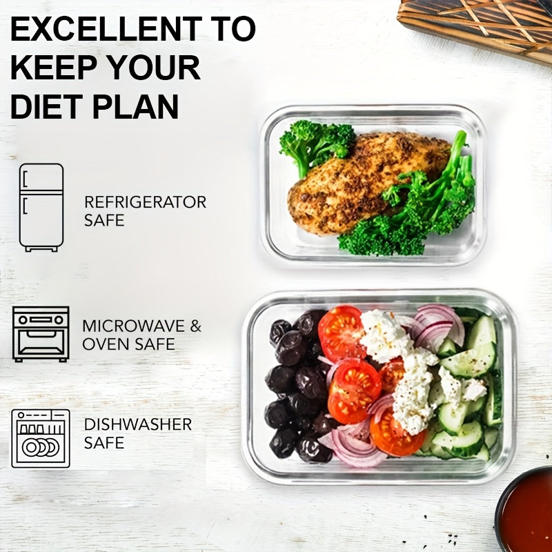 10pcs Food Storage Containers, Leak Proof And Reusable Glass Meal Prep Containers, Multi-Purpose Clear Food Storage Containers with Sealing Lids for Camping, Picnics, Schools And Offices, Kitchen Organizer And Storage, Kitchen Accessories