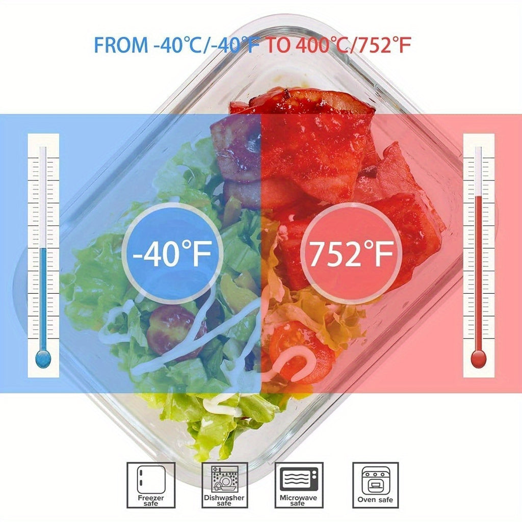 18 Glass Food Storage Containers with Lids, Used As Meal Preparation Containers for Food Storage, BPA Free And Leak Proof (9 Lids And 9 Containers)