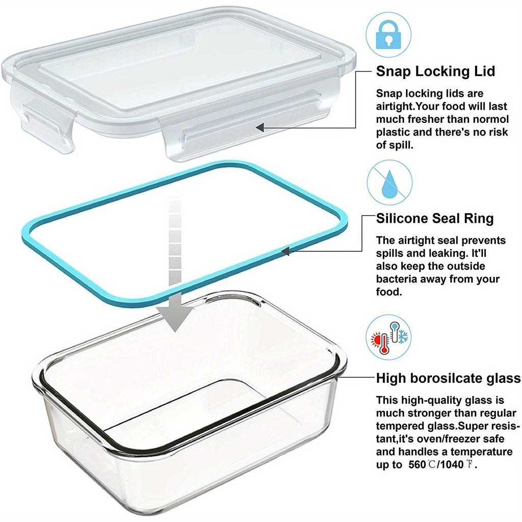 18 Glass Food Storage Containers with Lids, Used As Meal Preparation Containers for Food Storage, BPA Free And Leak Proof (9 Lids And 9 Containers)
