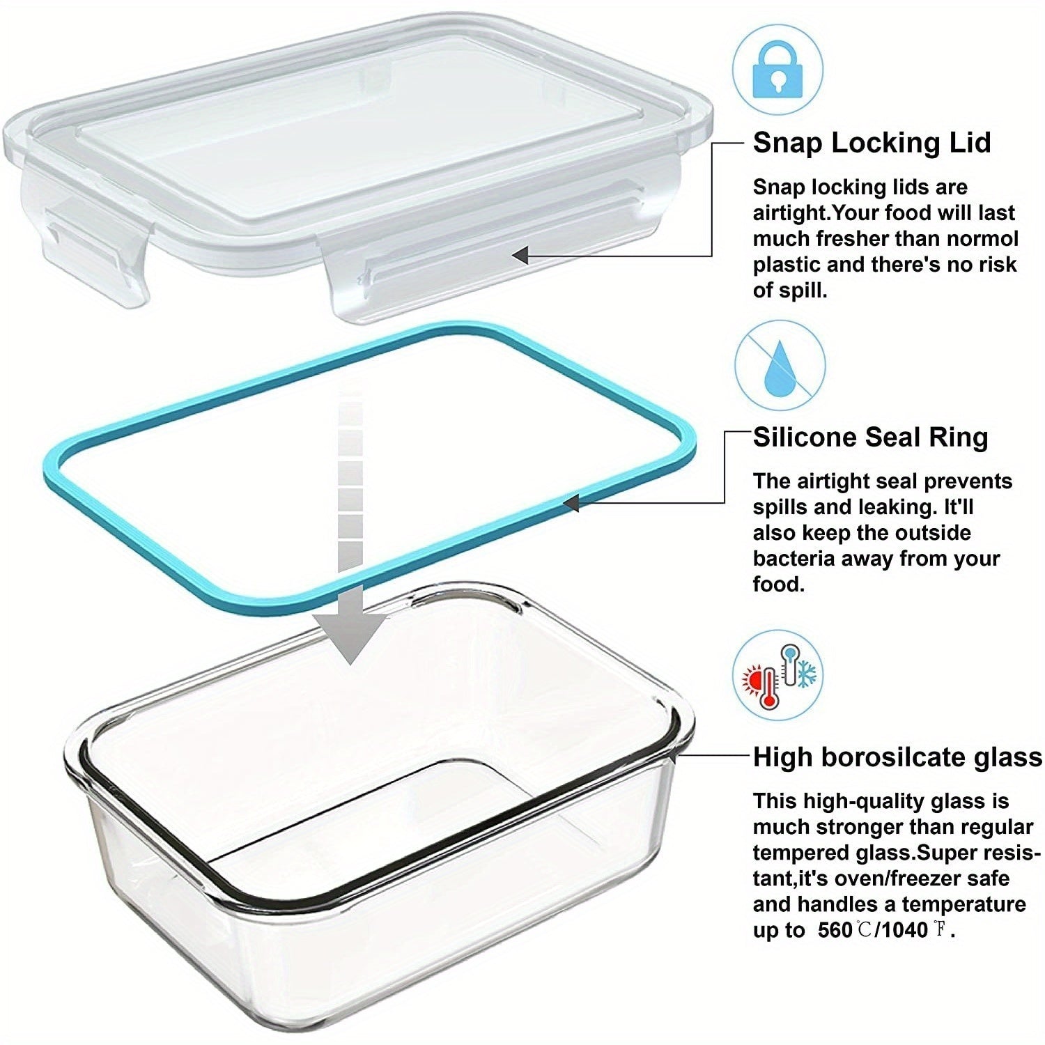 18 Glass Food Storage Containers with Lids, Used As Meal Preparation Containers for Food Storage, BPA Free And Leak Proof (9 Lids And 9 Containers)