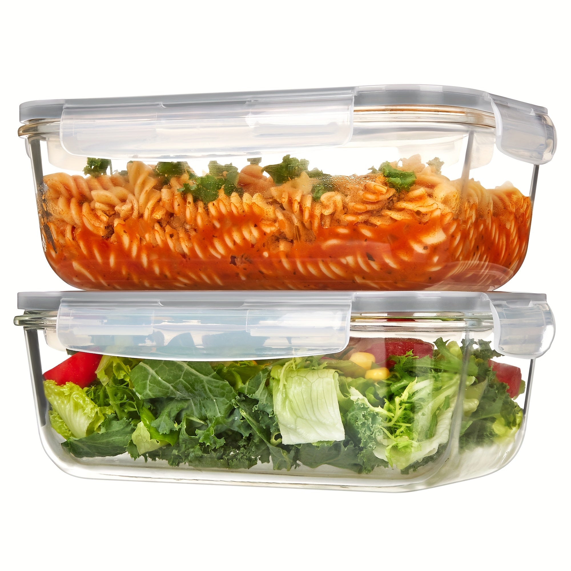 Vtopmart 2Pack 1860ml/ 63oz Large Glass Storage Containers With Lids, Meal Prep Food Container Set With Snap Airtight Lid For Baking, Microwave, Oven, Leak Proof, For Freezer, Dishwasher