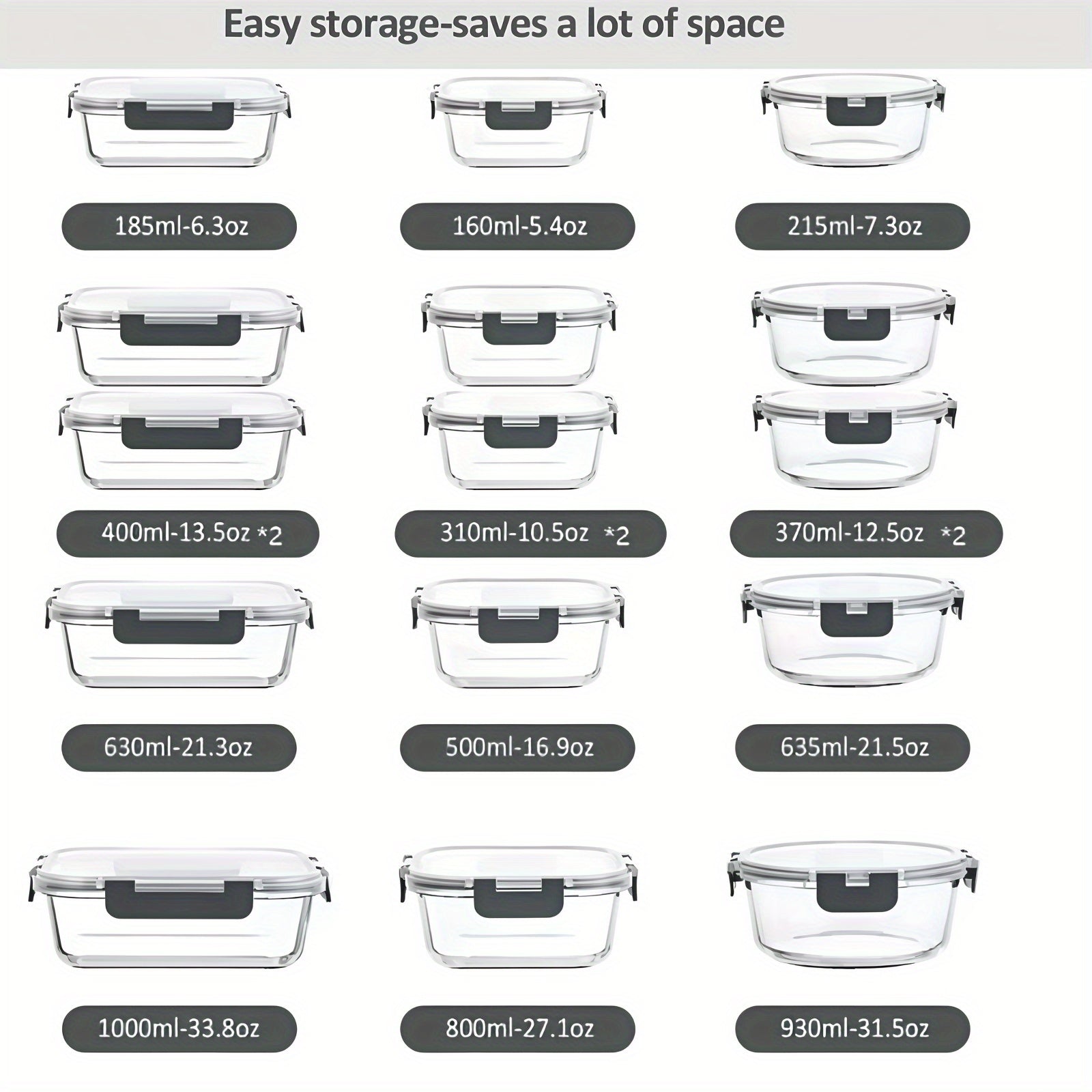 12pcs Glass Food Storage Container Set With Airtight Seal For Refrigerator; Reusable Food Storage Boxes, Portable And Stackable Food Sealers For Meat, Eggs Fruit And Vegetables, Kitchen Storage Boxes And Storage, Kitchen Accessories