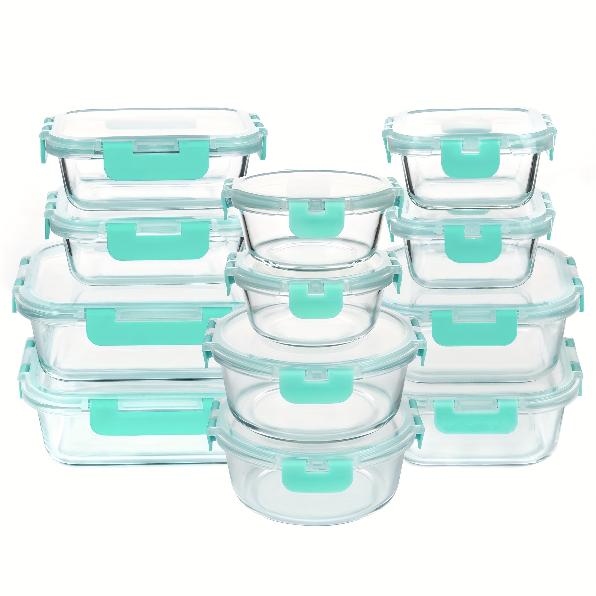 24pcs Set Glass Meal Prep Containers with Removable Silicone Seals and BPA-Free Lids, Leak-Proof, Dishwasher/Freezer Safe, Ideal for Leftovers and Food Storage