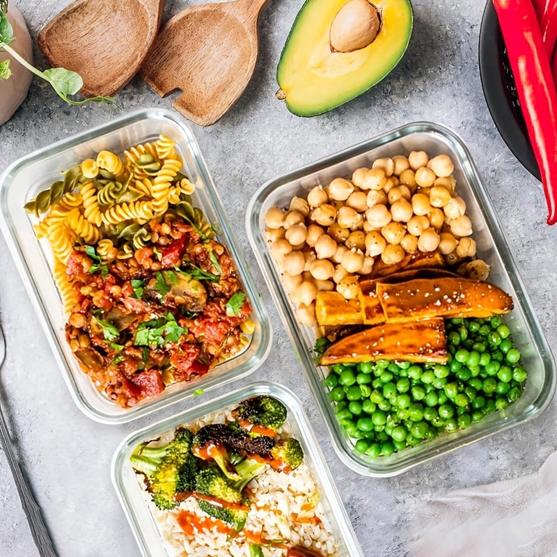 10pcs Food Storage Containers, Leak Proof And Reusable Glass Meal Prep Containers, Multi-Purpose Clear Food Storage Containers with Sealing Lids for Camping, Picnics, Schools And Offices, Kitchen Organizer And Storage, Kitchen Accessories