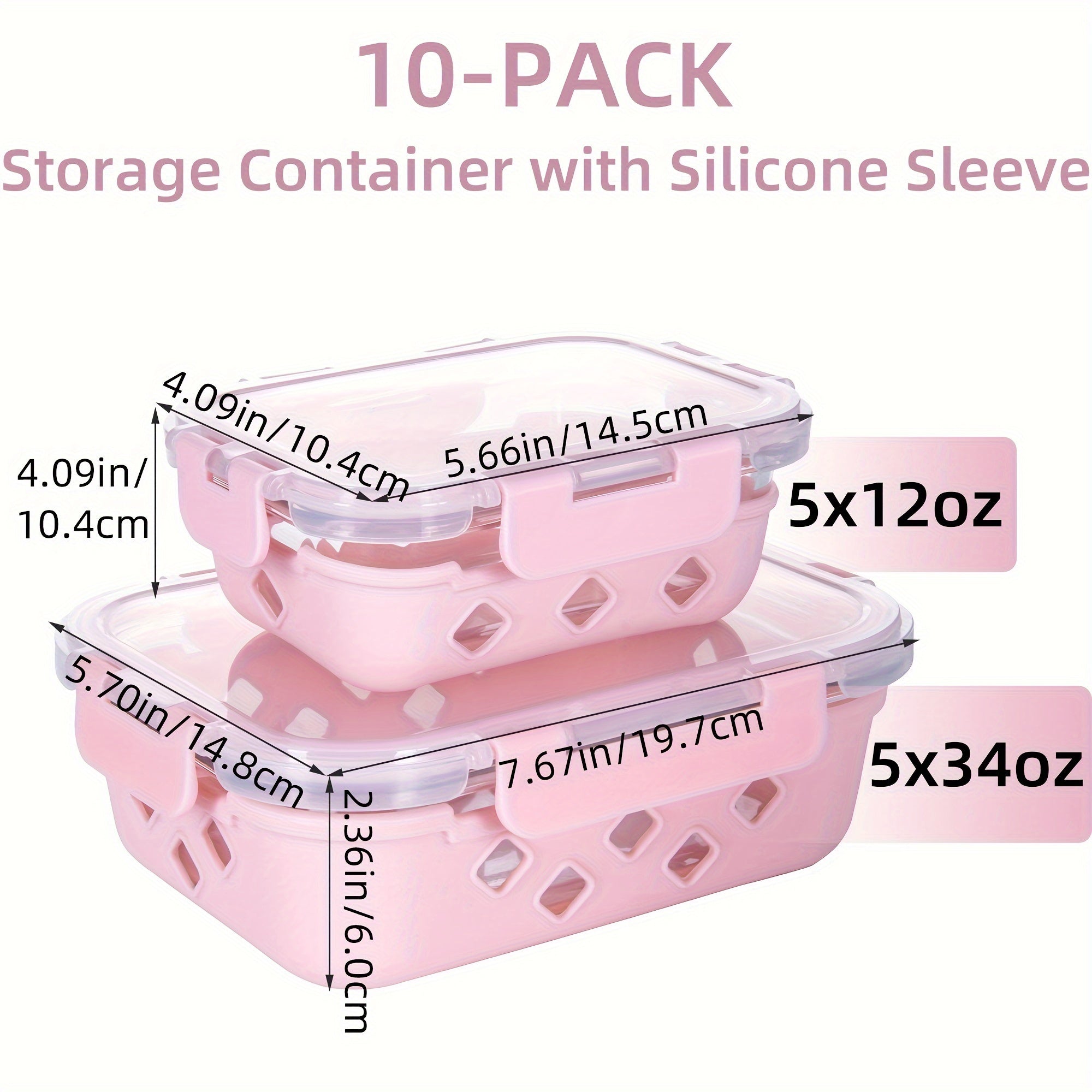 10 Pack Glass Meal Prep Containers, Food Storage Container Set with Airtight Lids (34oz+12oz), Kitchen Organization, Sleek Storage Containers, Rectangular Containers, Microwavesafe Containers, Dishwashersafe Containers, Reusable Containers,