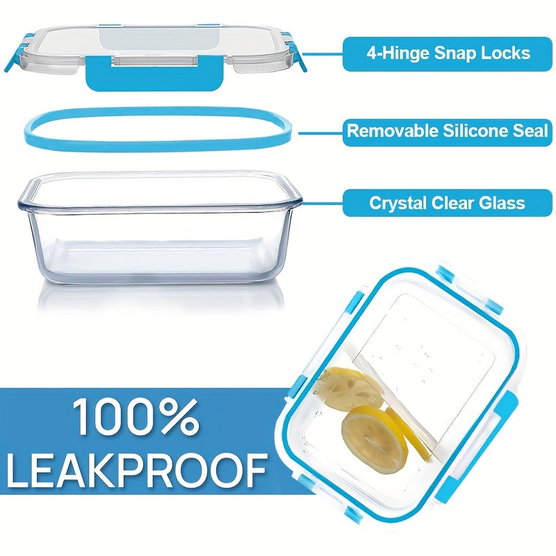 10pcs Food Storage Containers, Leak Proof And Reusable Glass Meal Prep Containers, Multi-Purpose Clear Food Storage Containers with Sealing Lids for Camping, Picnics, Schools And Offices, Kitchen Organizer And Storage, Kitchen Accessories