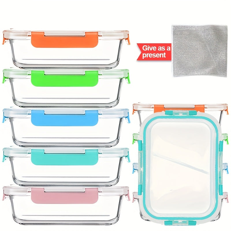 10pcs Food Storage Containers, Leak Proof And Reusable Glass Meal Prep Containers, Multi-Purpose Clear Food Storage Containers with Sealing Lids for Camping, Picnics, Schools And Offices, Kitchen Organizer And Storage, Kitchen Accessories
