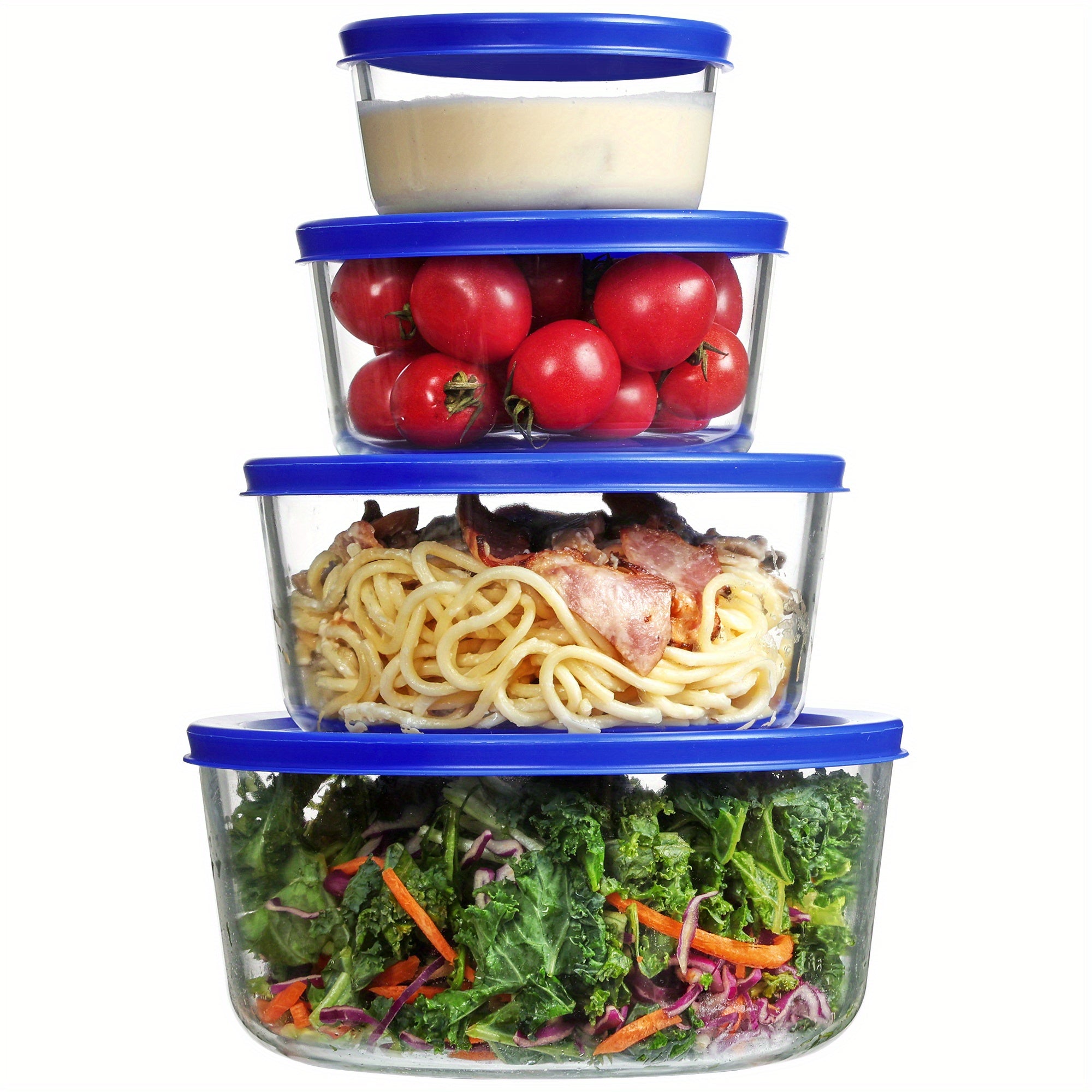 4 Pack Refrigerator Replacement Storage Box, Food Storage Containers, Leftovers Keeper, Lunch Container, Microwave, Dishwasher & Freezer Safe
