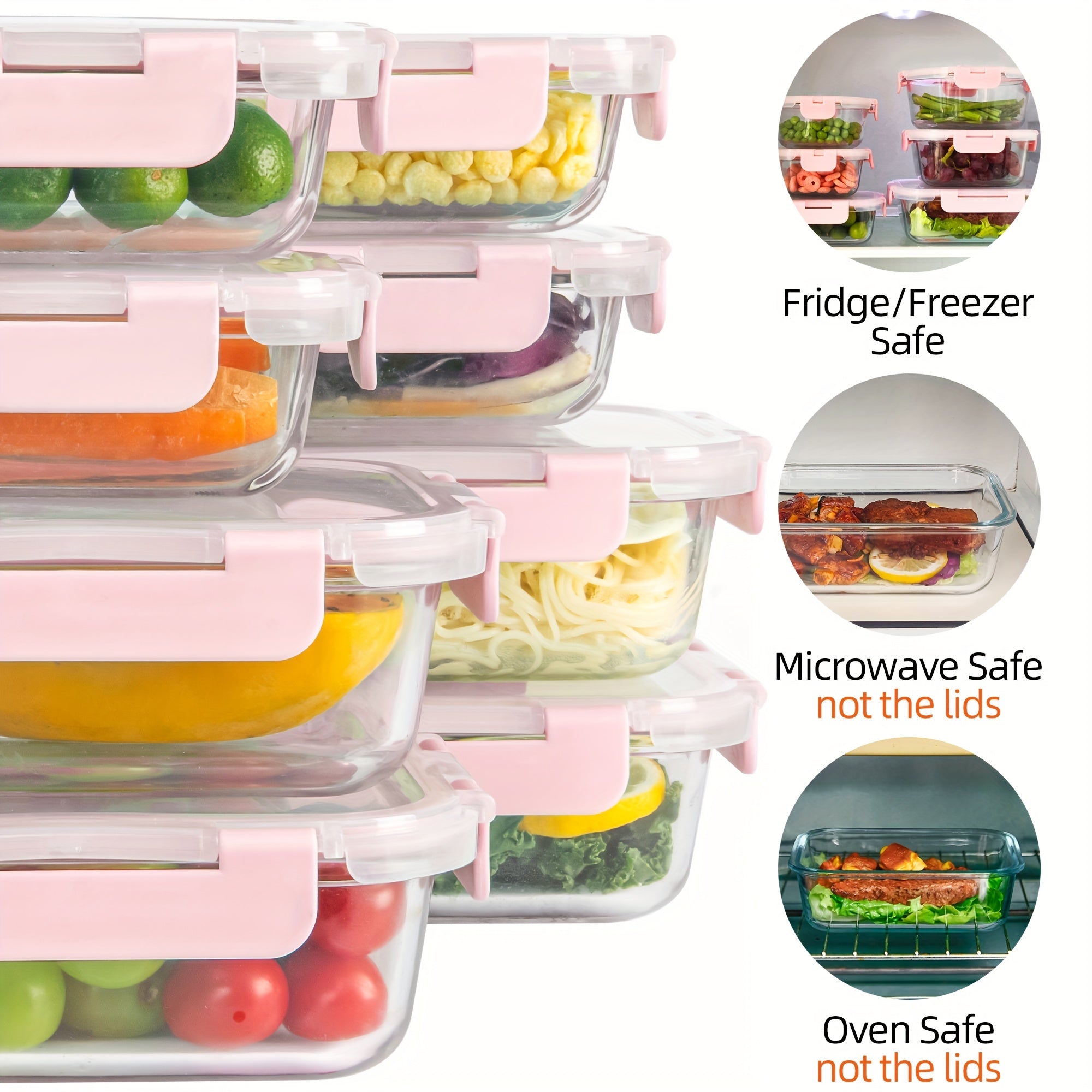 24pcs Set Glass Meal Prep Containers with Removable Silicone Seals and BPA-Free Lids, Leak-Proof, Dishwasher/Freezer Safe, Ideal for Leftovers and Food Storage
