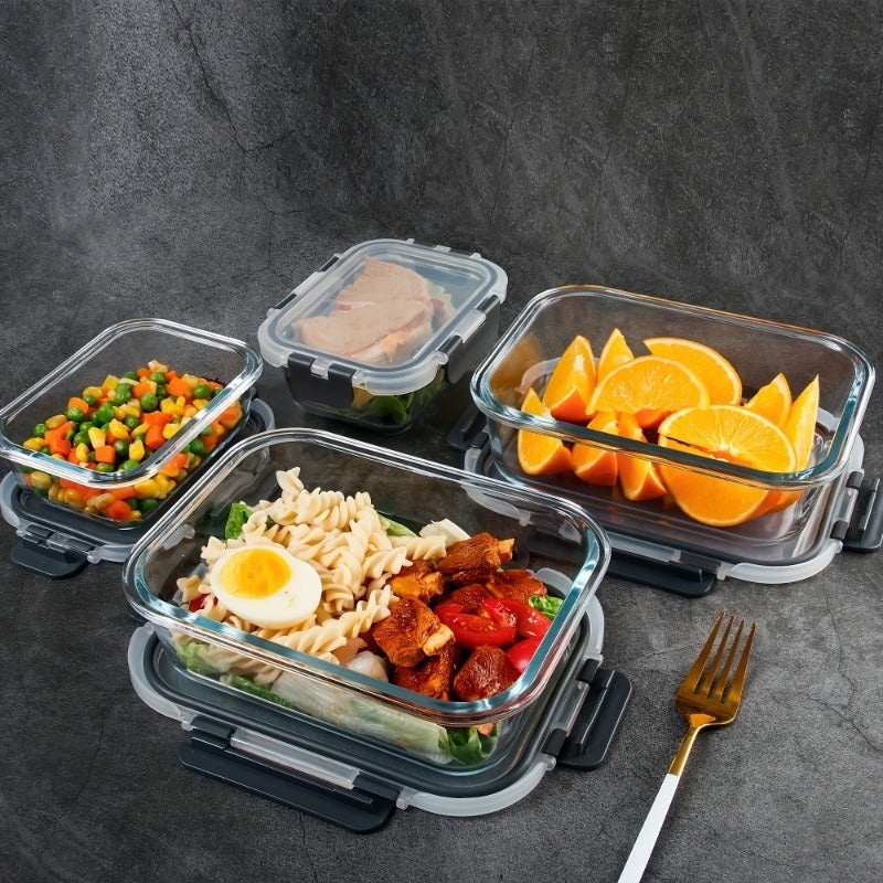 [Leak Proof, Glass Lunch Boxes] 20pcs Leak Proof Glass Lunch Boxes with Airtight Lids | 10 Sets, Microwave & Oven Safe, Food-Grade Borosilicate Glass, Stackable Bento Storage Containers for Refrigerator & Pantry Organization