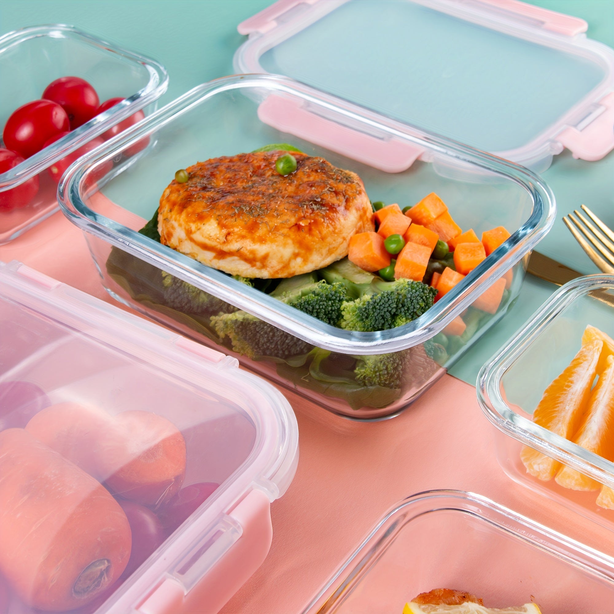 24pcs Set Glass Meal Prep Containers with Removable Silicone Seals and BPA-Free Lids, Leak-Proof, Dishwasher/Freezer Safe, Ideal for Leftovers and Food Storage