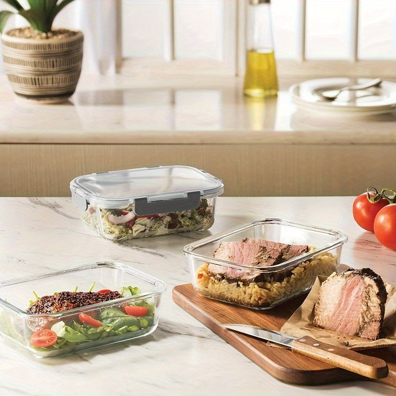 [Leak Proof, Glass Lunch Boxes] 20pcs Leak Proof Glass Lunch Boxes with Airtight Lids | 10 Sets, Microwave & Oven Safe, Food-Grade Borosilicate Glass, Stackable Bento Storage Containers for Refrigerator & Pantry Organization