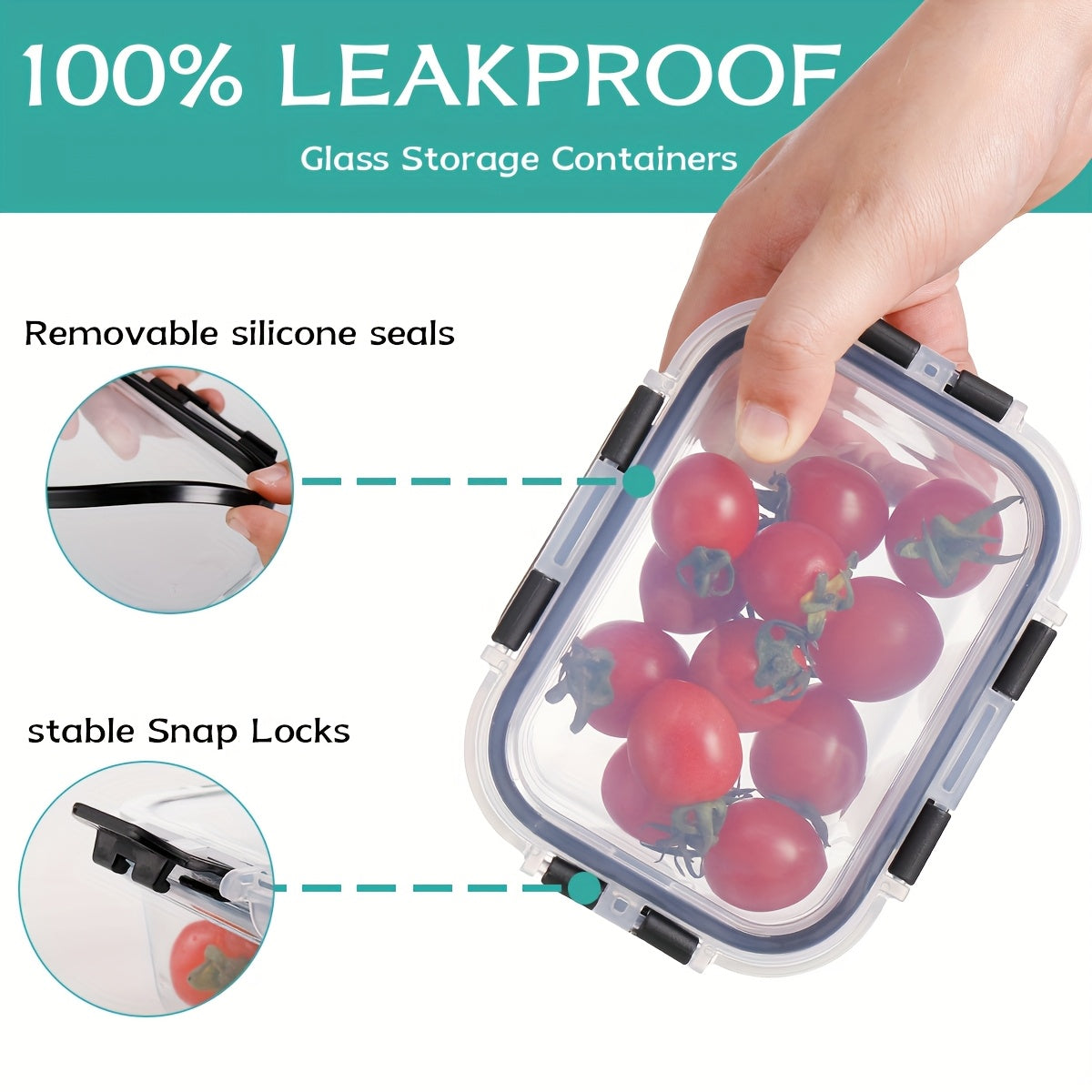 12pcs Glass Bento Box (12 Bowls + 12 Sealed Lids), Glass Fresh-keeping Box, Healthy And High-Quality, BPA-free, Microwave Heating, Suitable for Home And Office, Food Storage Containers