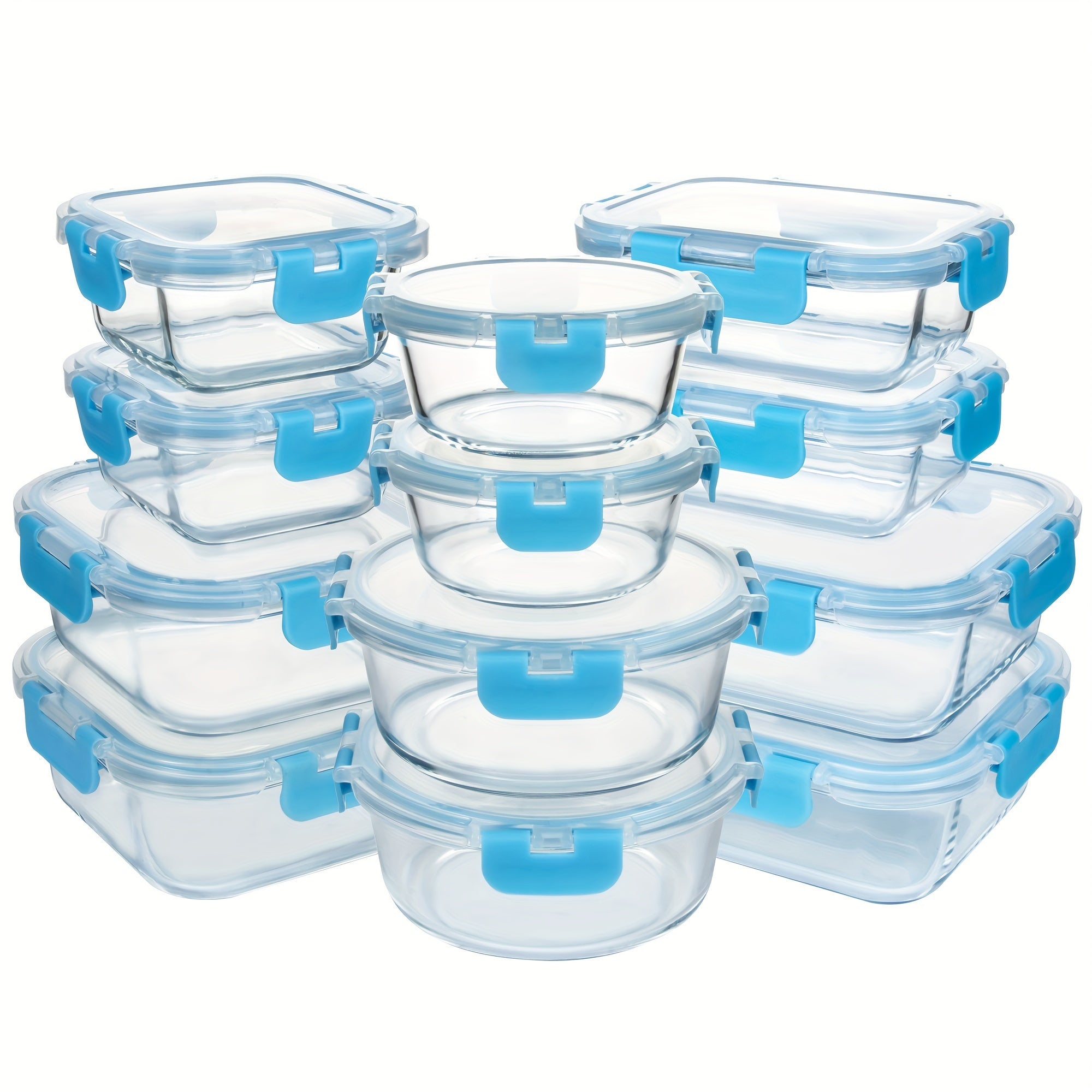 24pcs Set Glass Meal Prep Containers with Removable Silicone Seals and BPA-Free Lids, Leak-Proof, Dishwasher/Freezer Safe, Ideal for Leftovers and Food Storage