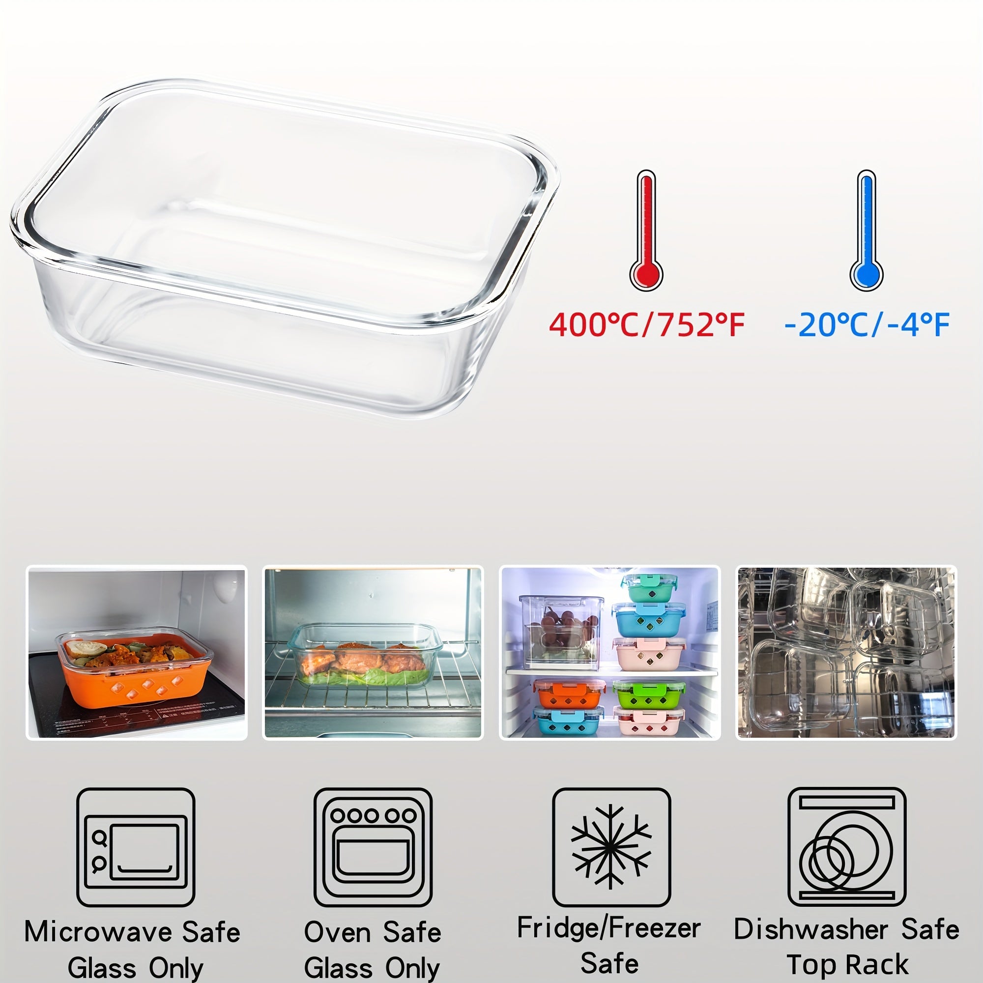 10 Pack Glass Meal Prep Containers, Food Storage Container Set with Airtight Lids (34oz+12oz), Kitchen Organization, Sleek Storage Containers, Rectangular Containers, Microwavesafe Containers, Dishwashersafe Containers, Reusable Containers,